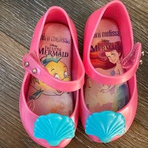 Mini Melissa Pink Kids Shoes with Blue shell little mermaid DISNEY size 6